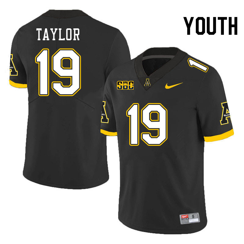 Youth #19 Nick Taylor Appalachian State Mountaineers College Football Jerseys Stitched-Black